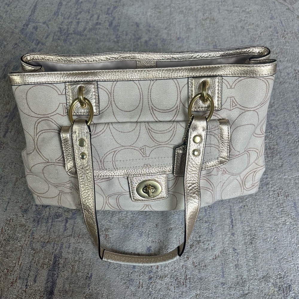 Coach Cream Canvas Shoulder Bag